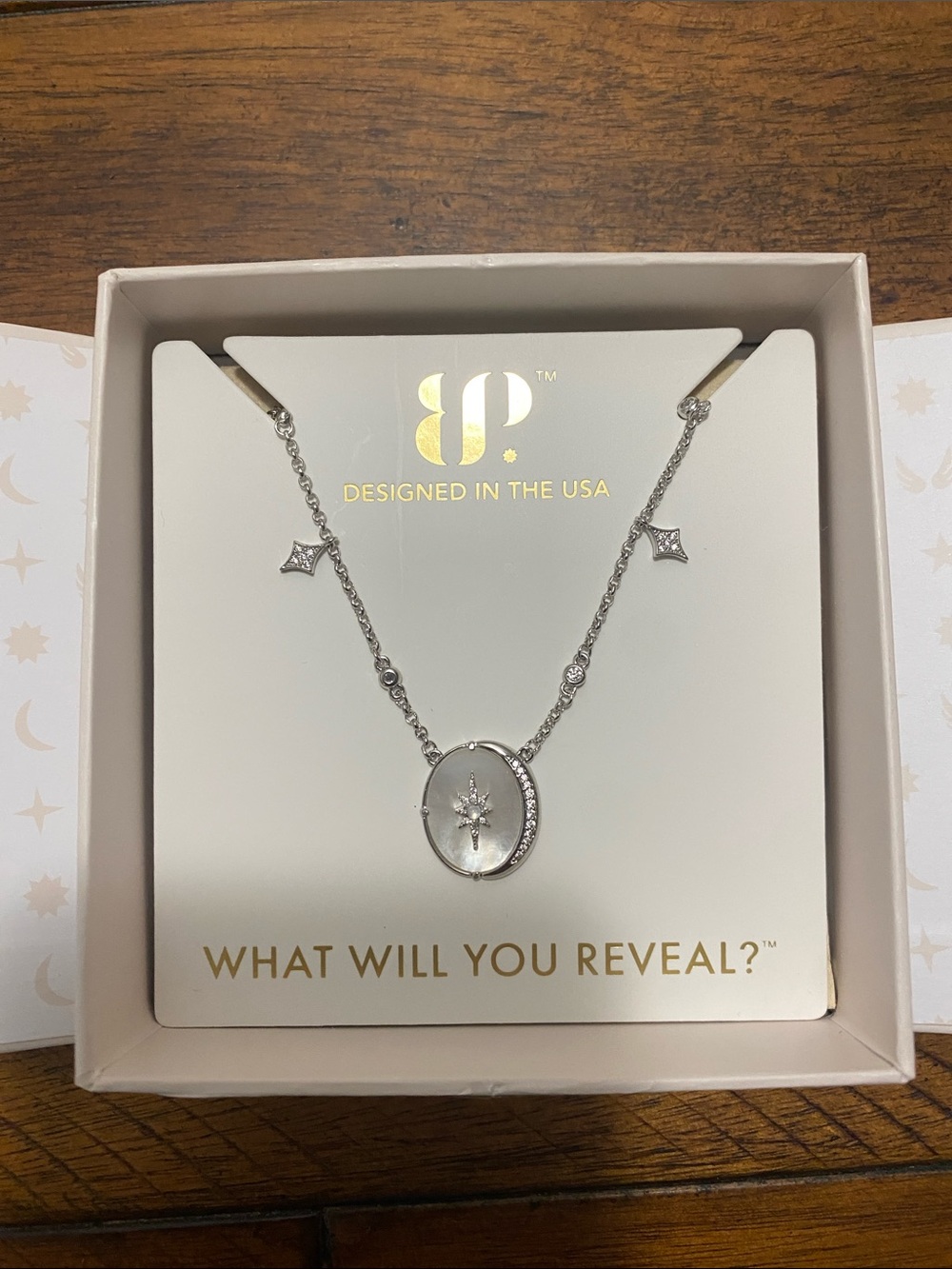 Bomb Party Halo Necklace - Genuine Moonstone & Mother of Pearl - Rhodium Plating